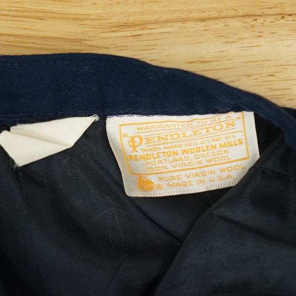 Vintage Navy Blue 100% Wool Pendelton Skirt Pleated Size 14 - Picture 4 of 4